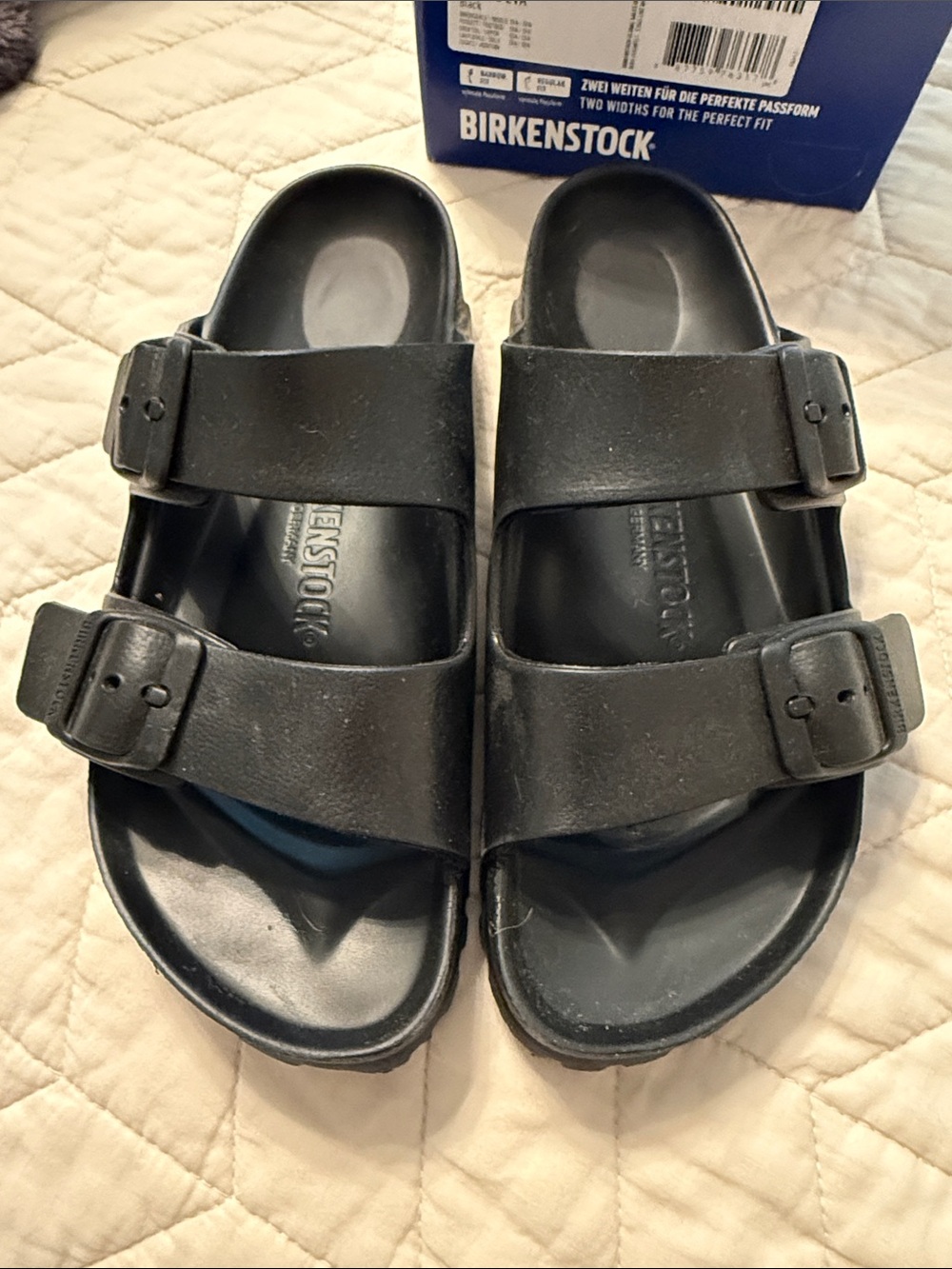 New in box! Birkenstock Black Two-Strap EVA Sandals